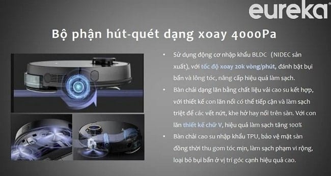 RoBot Hút Bụi Lau Nhà Eureka Ner 800 3 Robot hút bụi Eureka Ner 800 có những tính năng đặc biệt