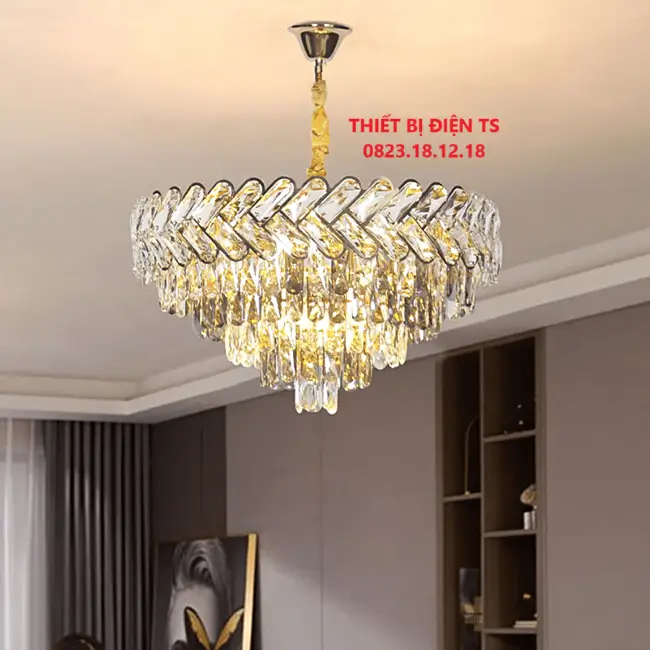 Đèn chùm pha lê tròn tầng