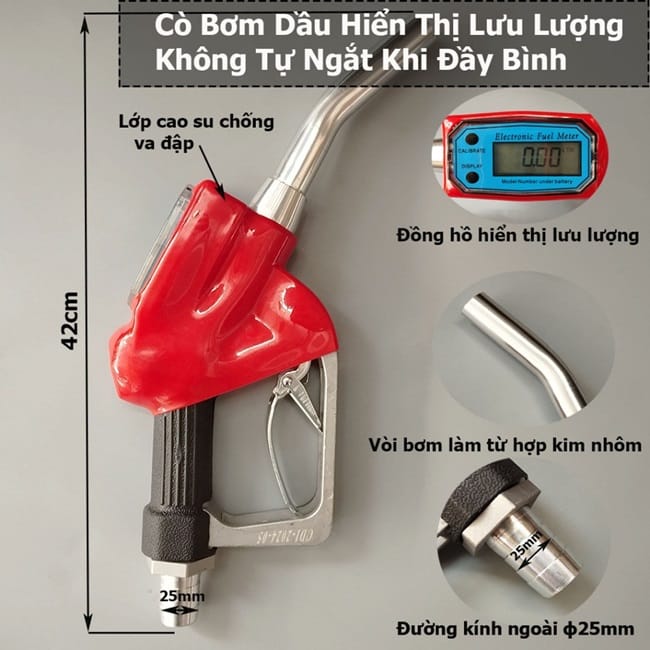 Cò bơm xăng dàu tự ngắt có đồng hồ 3 Cấu tạo cò bơm xăng dầu tự ngắt có đồng hồ