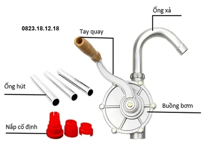 Bơm dầu tay quay dùng cho hóa chất 3 Cấu tạo của bơm dầu tay quay dùng cho hóa chất