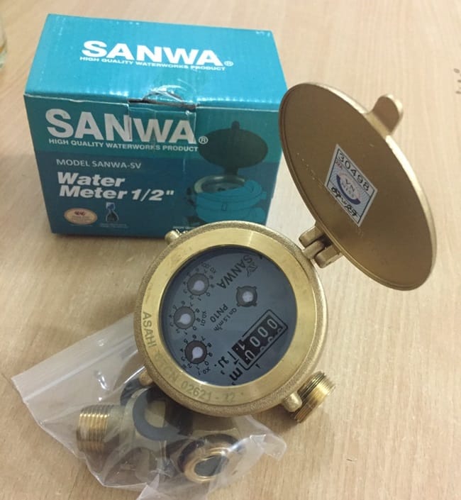 Đồng hồ nước thân đồng 6 Đồng hồ đo nước thân đồng Sanwa