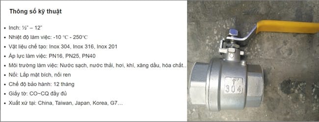 Van bi 3 cửa 16 Catalogue van bi 3 ngã inox