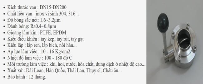 Catalogue van bướm inox vi sinh