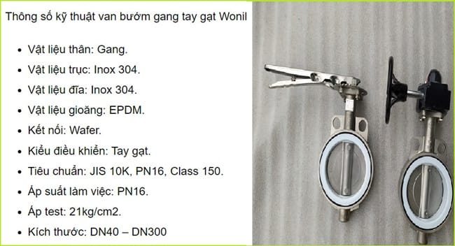 Van bướm inox Wonil Hàn Quốc