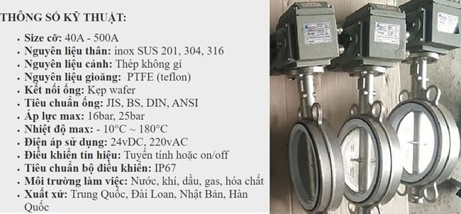 Van bướm inox điều khiển điện