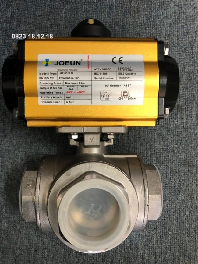 Van bi 3 ngã điều khiển khí nén inox