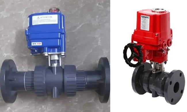 Van bi mặt bích điều khiển điện 5 Van bi nhựa mặt bích điều khiển điện