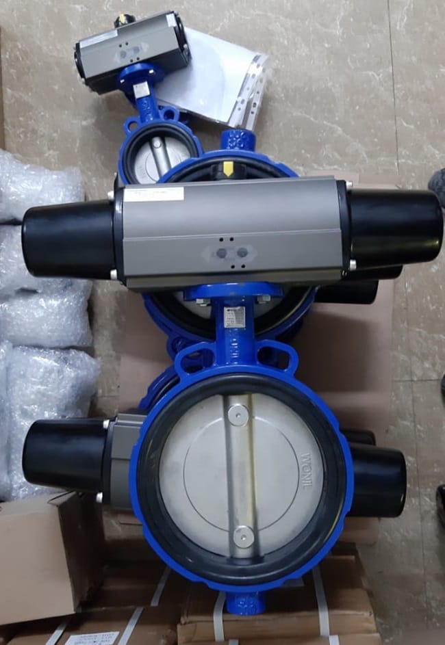 Van bướm Wafer điều khiển khí nén Tác Động Đơn
