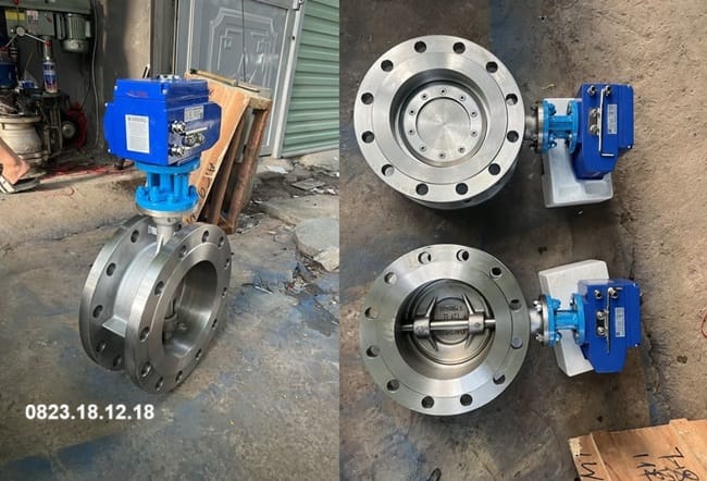 Van bướm inox điều khiển điện 6 Van bướm inox điều khiển điện mặt bích