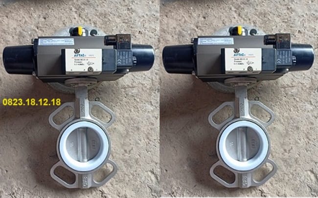 Van bướm inox điều khiển khí nén tác động đơn