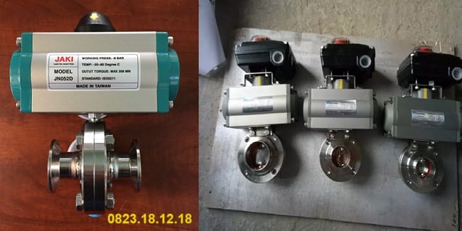Van bướm inox điều khiển khí nén vi sinh