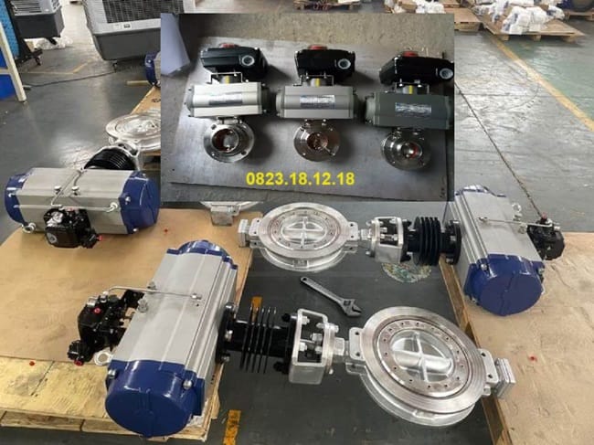 Van bướm mặt bích điều khiển khí nén inox