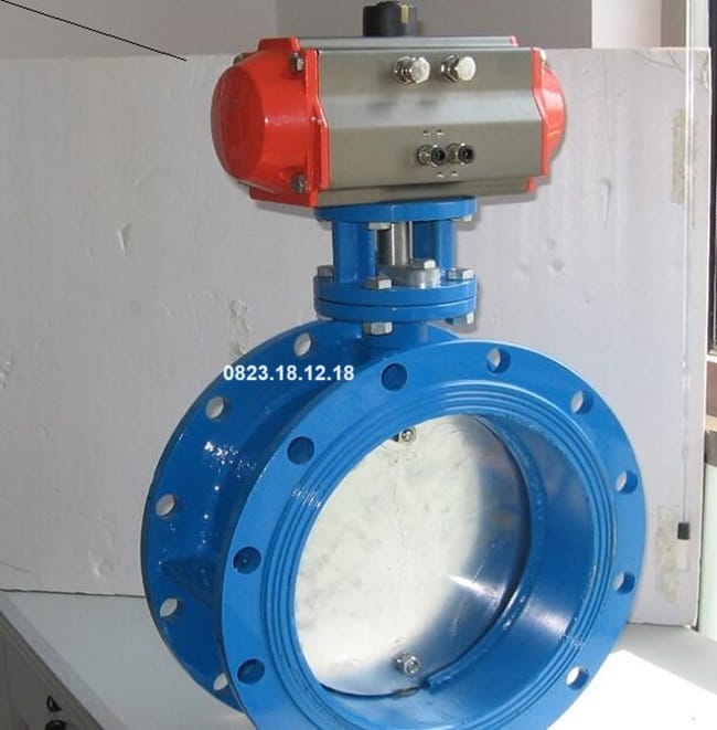 Van bướm mặt bích điều khiển khí nén thép