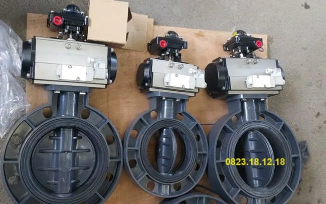 Van bướm mặt bích điều khiển khí nén nhựa