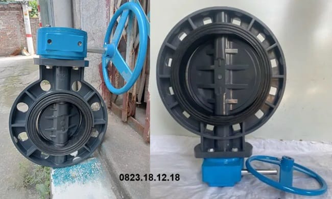 Van bướm tay quay 4 Van bướm nhựa tay quay