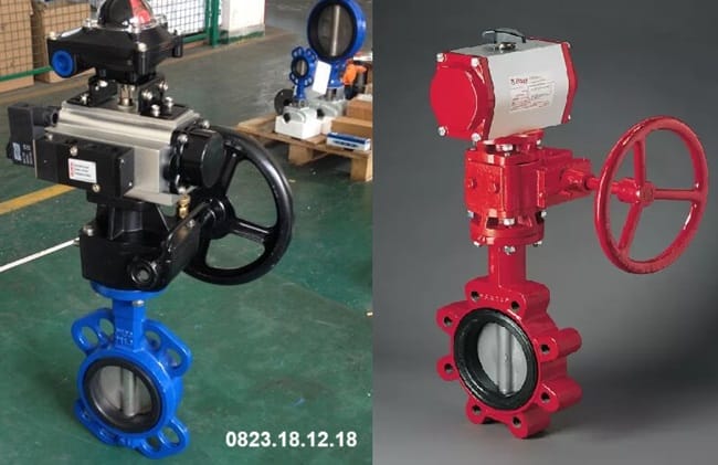 Van bướm tay quay 8 Van bướm tay quay điều khiển khí nén