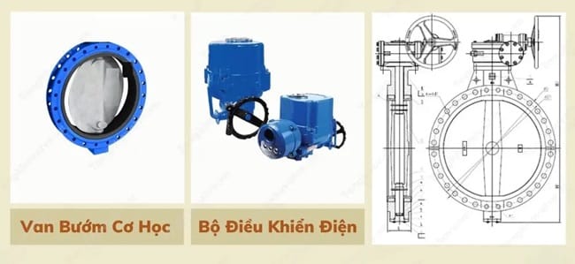 Van bướm mặt bích điều khiển điện 3 Cấu tạo van bướm điều khiển điện mặt bích