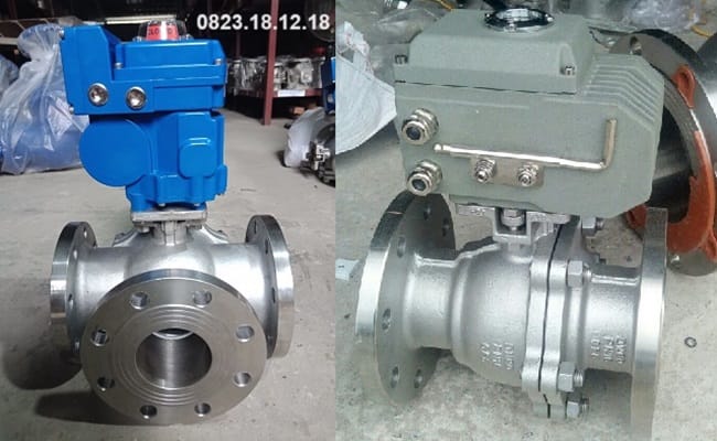 Van bi mặt bích điều khiển điện 9 Van bi điều khiển điện lắp bích