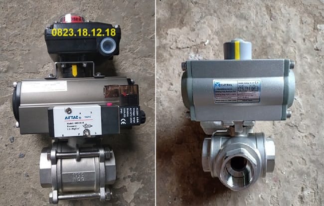 Van bi nối ren điều khiển khí nén inox