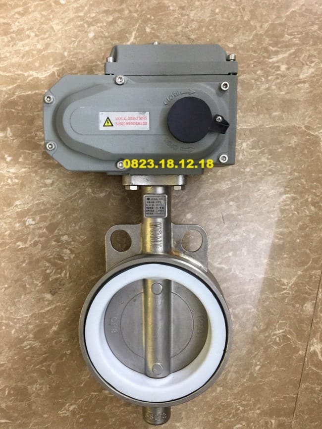 Van bướm inox điều khiển điện 8 Van bướm điều khiển điện bằng inox