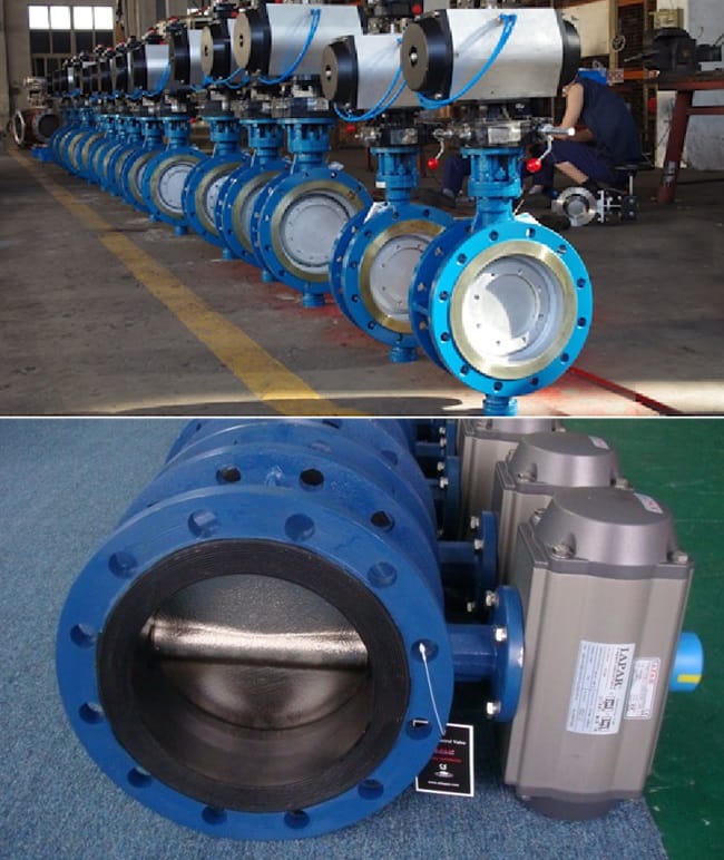 Van bướm mặt bích điều khiển khí nén ON/OFF