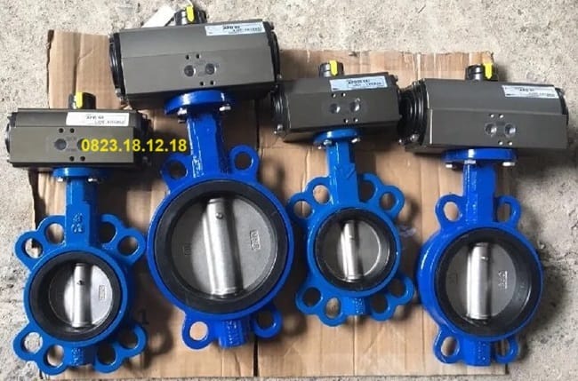 Van bướm thép điều khiển khí nén tác động kép 