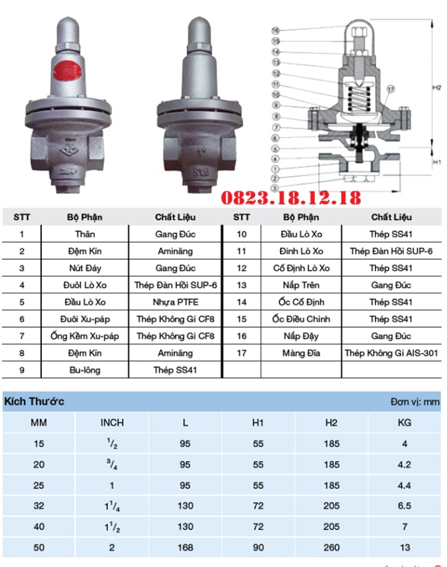 Van giảm áp Tung Lung 4 Cấu tạo của van giảm áp Tung Lung