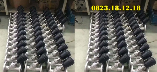 Van y xiên điều khiển khí nén bầu nhựa mặt bích