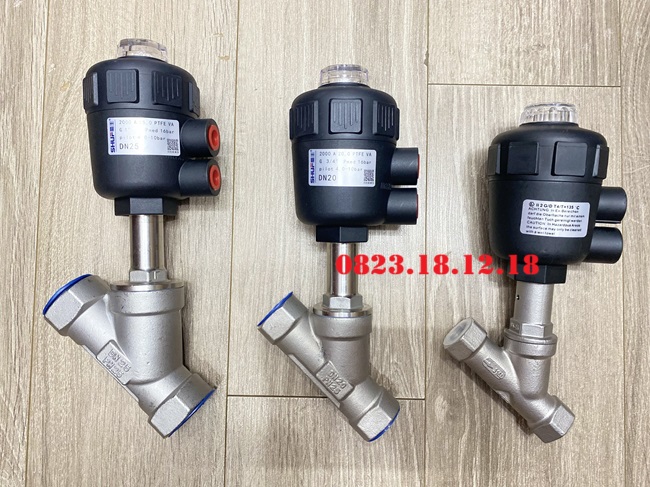 Van y xiên điều khiển khí nén bầu nhựa nối ren