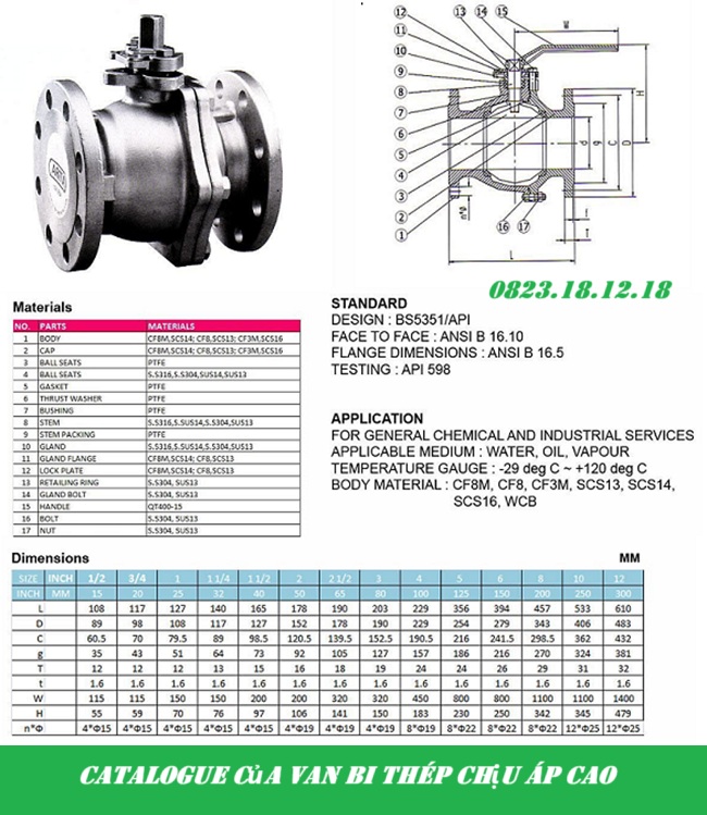 Van bi thép chịu áp cao 5 Catalogue của van bi thép chịu áp cao