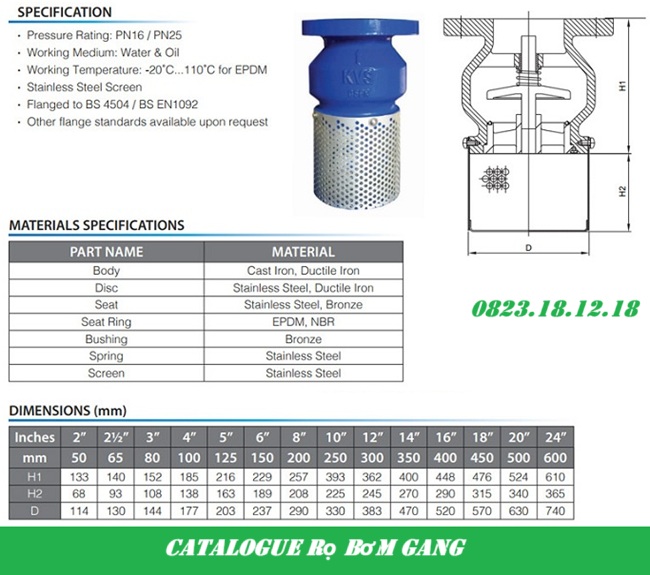 Catalogue rọ bơm gang