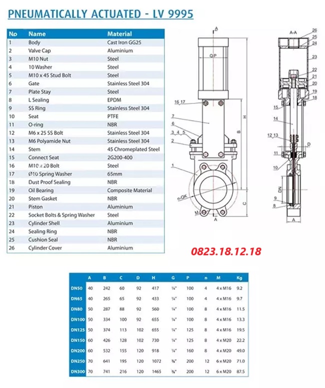 Van dao khí nén 2 chiều 7 Cấu tạo của van dao khí nén 2 chiều