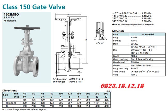 Van cổng mặt bích tiêu chuẩn ANSI 6 Van cổng inox mặt bích tiêu chuẩn ANSI