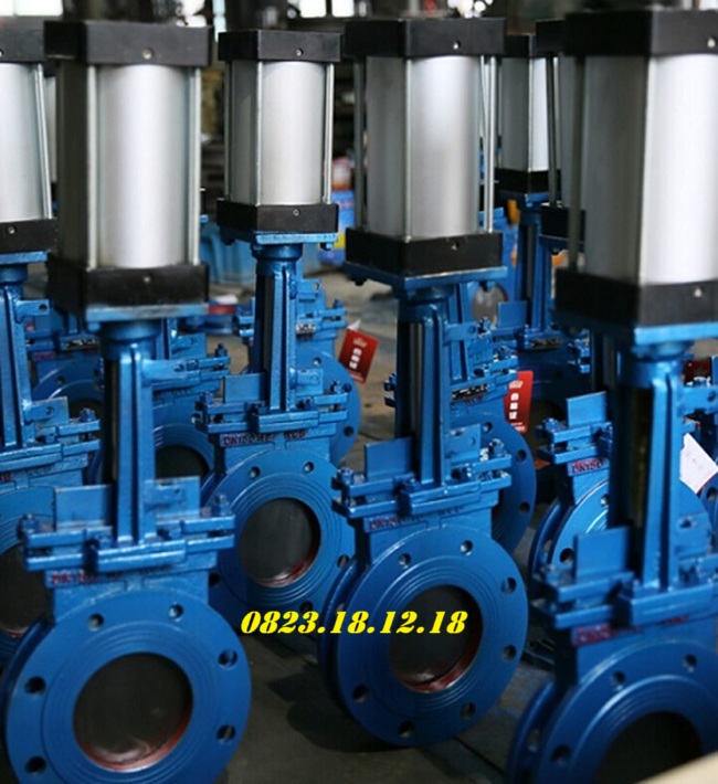 Van cửa dao gang mặt bích 