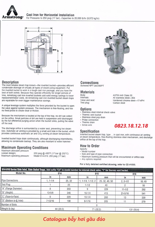 Catalogue bẫy hơi gầu đảo