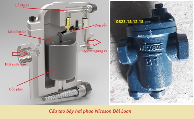 Bẫy hơi phao Nicoson Đài Loan 3 Cấu tạo bẫy hơi phao Nicoson Đài Loan