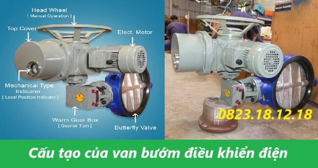 Cấu tạo của van bướm điều khiển điện