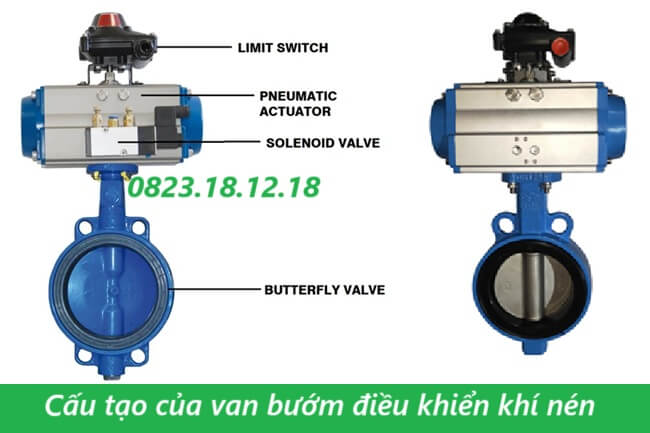 Cấu tạo của van bướm điều khiển khí nén