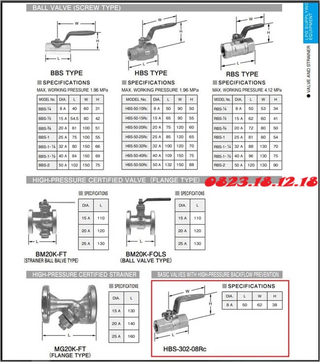 Van bi dùng cho hệ thống gas 3 Thông số kỹ thuật van bi dùng cho hệ thống gas