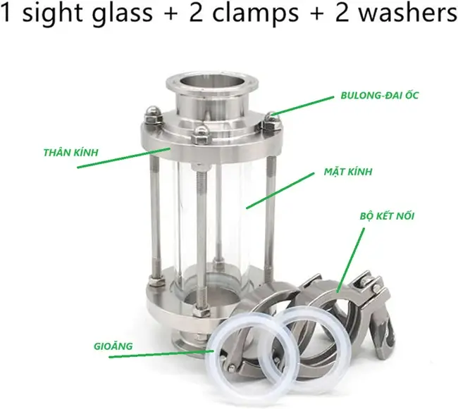 Cấu tạo của kính quan sát dòng chảy inox