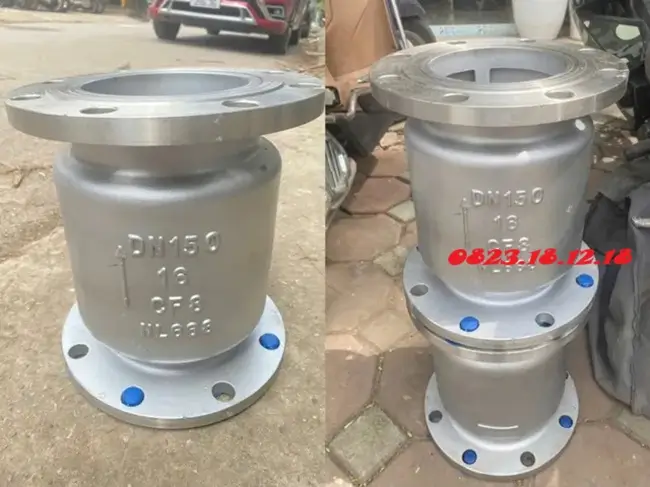 Van 1 chiều lò xo inox nối bích