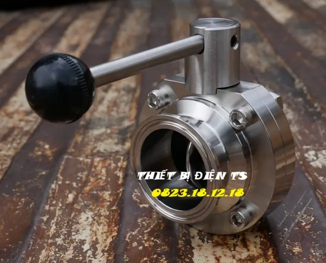 Van bướm tay rút 2 đầu clamp vi sinh 2 Van bướm tay rút 2 đầu clamp vi sinh