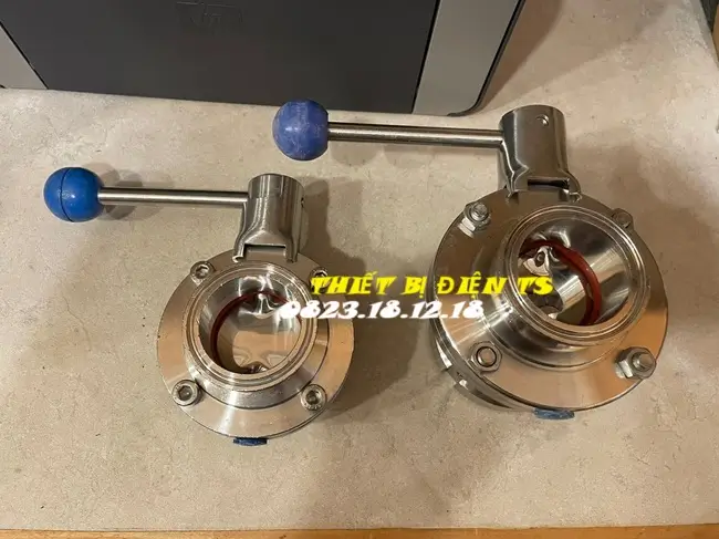 Van bướm tay rút 2 đầu clamp vi sinh 6 Van bướm tay rút inox vi sinh 2 đầu clamp
