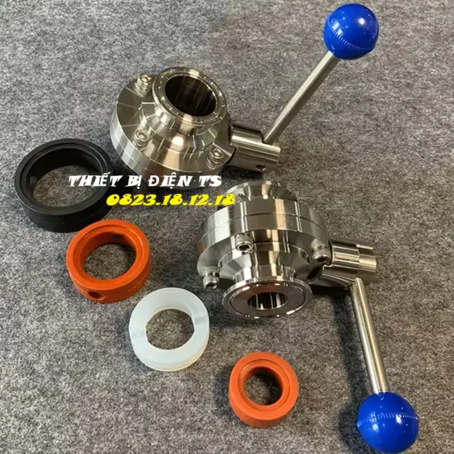 Van bướm tay rút 2 đầu clamp vi sinh 5 Van bướm tay rút vi sinh 2 đầu clamp