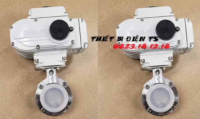 Van bướm vi sinh 2 đầu clamp 8 Van bướm vi sinh 2 đầu clamp điều khiển điện