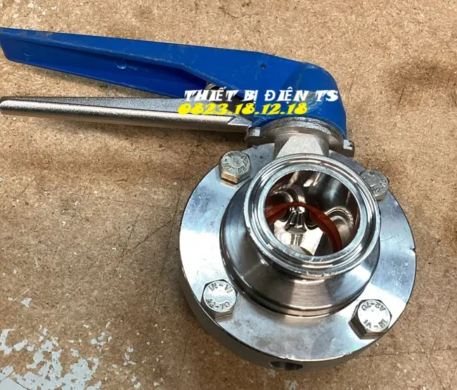 Van bướm vi sinh 2 đầu clamp 5 Van bướm vi sinh 2 đầu clamp tay gạt