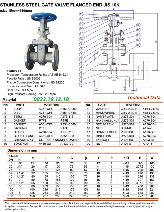 Catalogue van cổng mặt bích JIS 10K