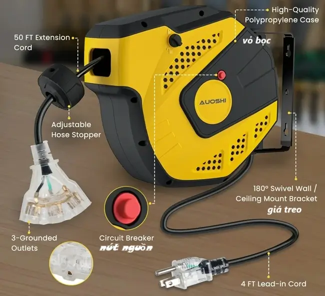 Rulo cuộn ống tự rút 8 Cấu tạo của Rulo cuộn ống tự rút