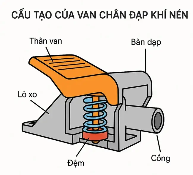 Van chân đạp 12 Cấu tạo van chân đạp