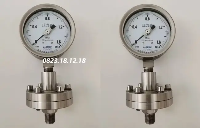 Đồng hồ đo áp suất inox dạng màng 12 Đồng hồ đo áp suất dạng màng inox 316